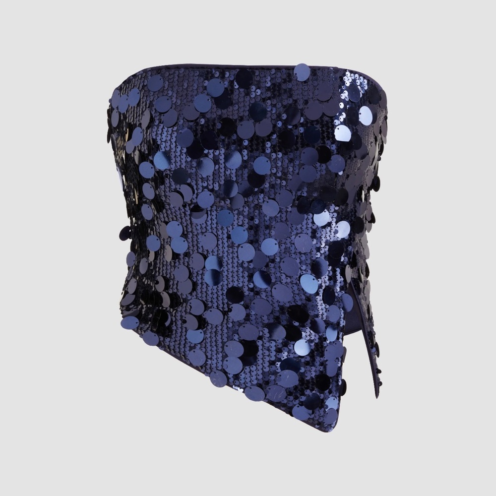 Cider Navy Sequin Strapless Top